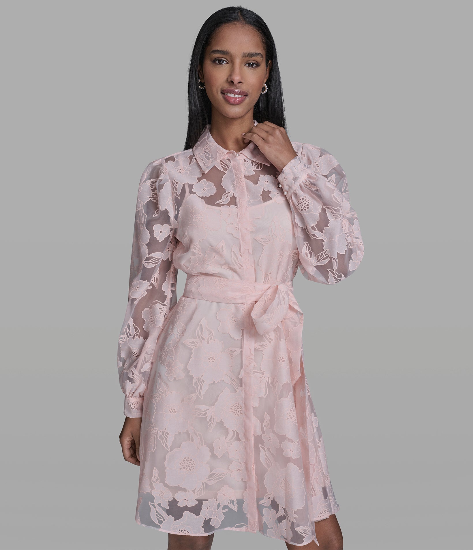 FLORAL JACQUARD SHIRT DRESS