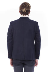 WSS Mens Double Breasted Slim Fit Navy Blue Blazer  - Land O Lakes