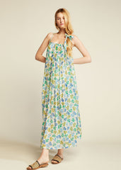 Green lightweight floral maxi dress with adjustable straps for effortless summer styling – Common Knit
