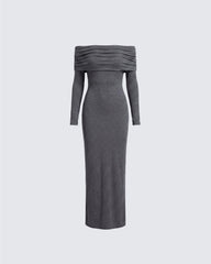 Kyan Charcoal Off Shoulder Maxi Dress