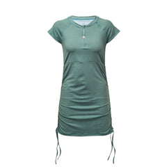 Ladies Sage Ruched SS Swim Dress