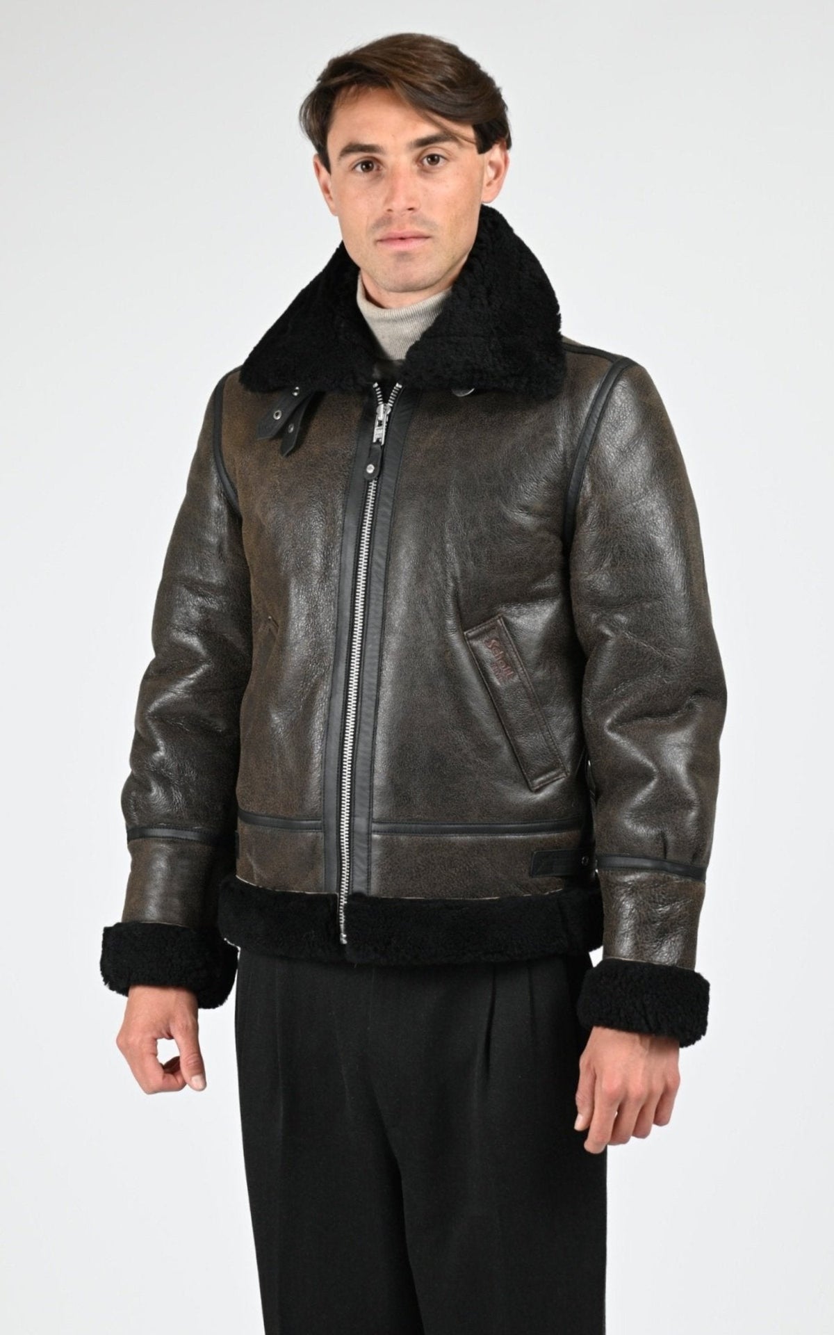 Bombardier Df Homme Schott, modèle Lc1259 de couleur brown / black