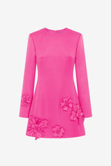 Aliza Long Sleeve Petal Mini Dress - Hot Pink Dress Mini