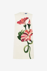 Yvonne Appliqué Floral Mini Dress - Vine Print in Snow Dress Mini