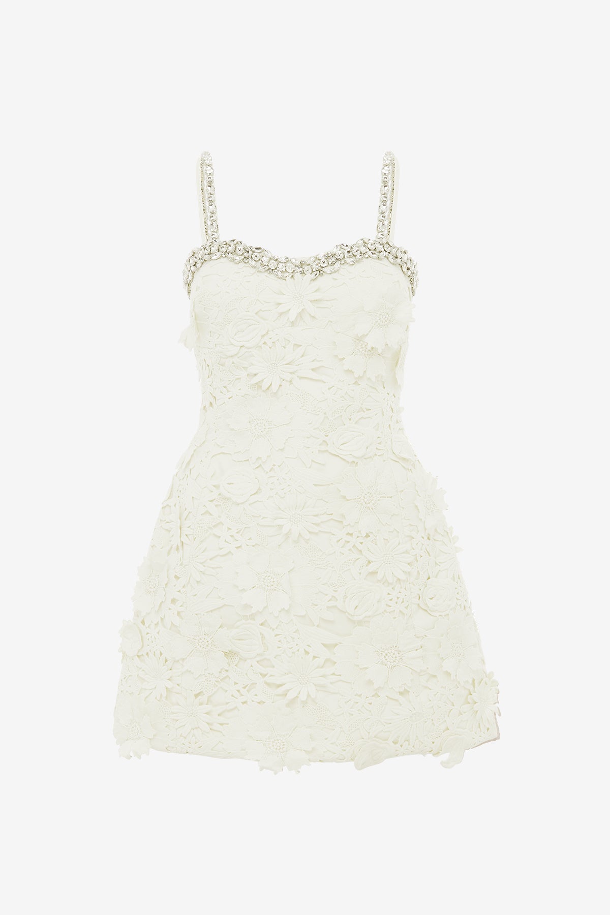 Sophia Embellished Lace Mini Dress - Snow Dress Mini