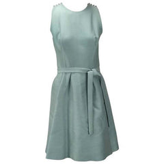 1960s Geoffrey Beene Seafoam Green Silk Sleeveless Cocktail Dress