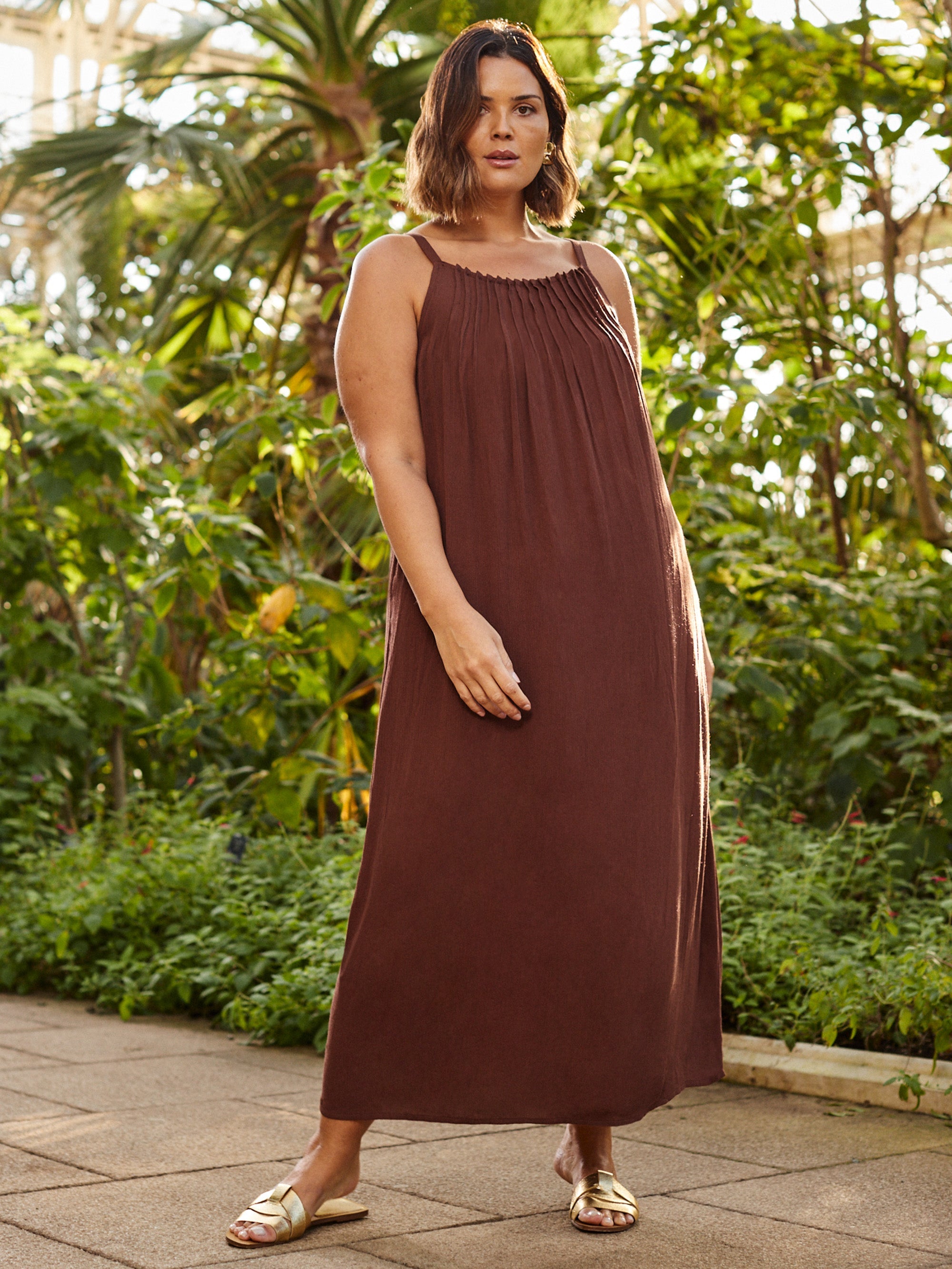 Chocolate Crinkle Strappy Dress