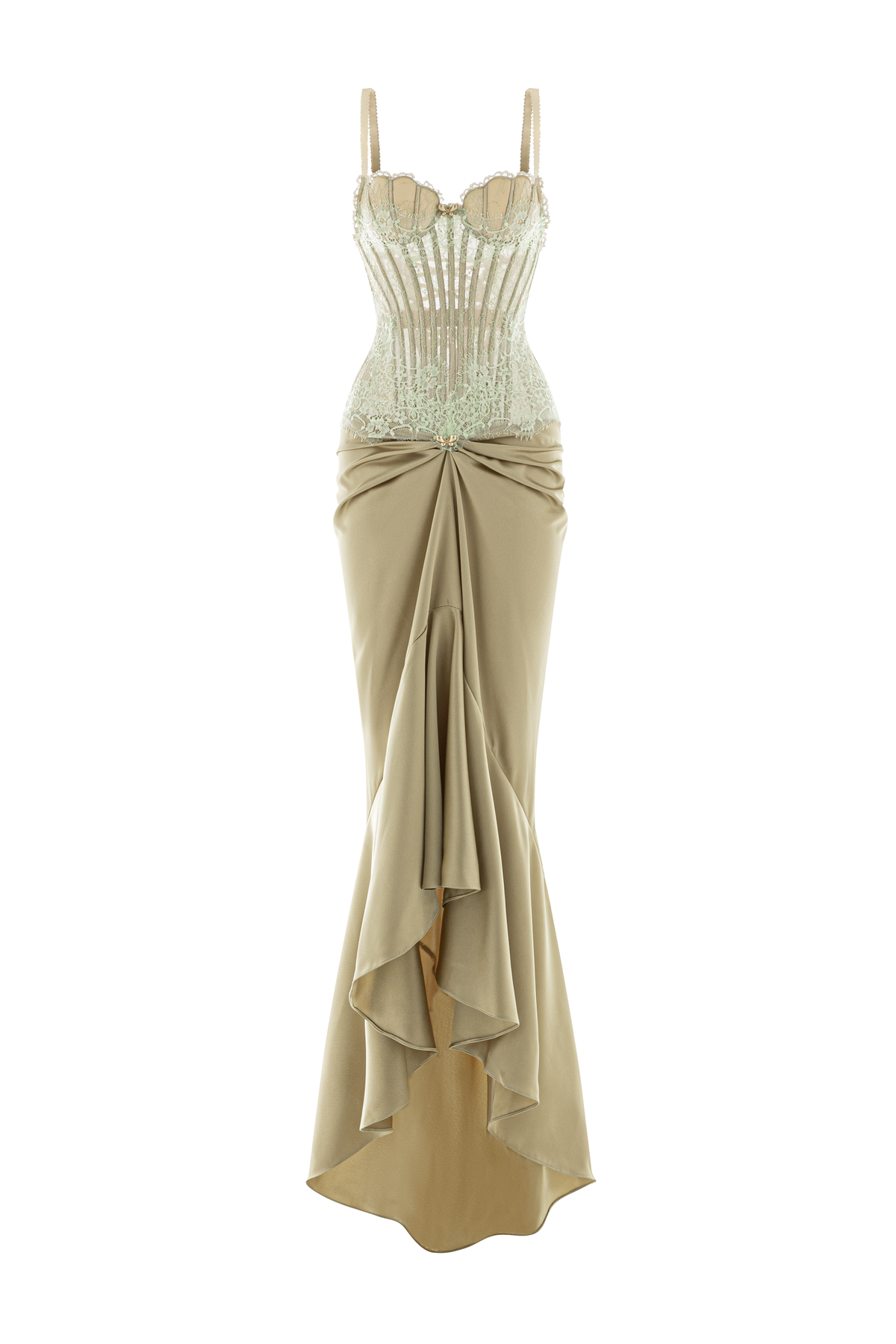 Valentina Sarong Corset Silk Lace Maxi Dress