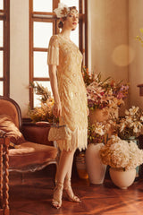 Enigmatic Iridescent Sequins Beaded Flapper Dress