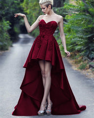 High Low Prom Burgundy Dresses