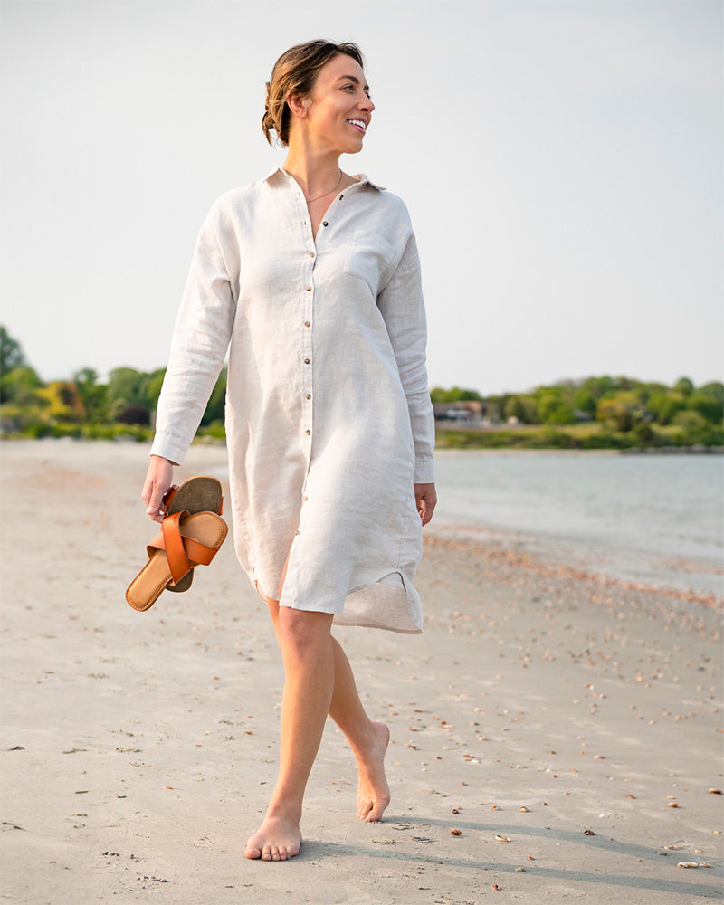 Coastal Linen Shirt Dress - Line In The Sand Swim