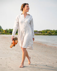 Coastal Linen Shirt Dress - Line In The Sand Swim