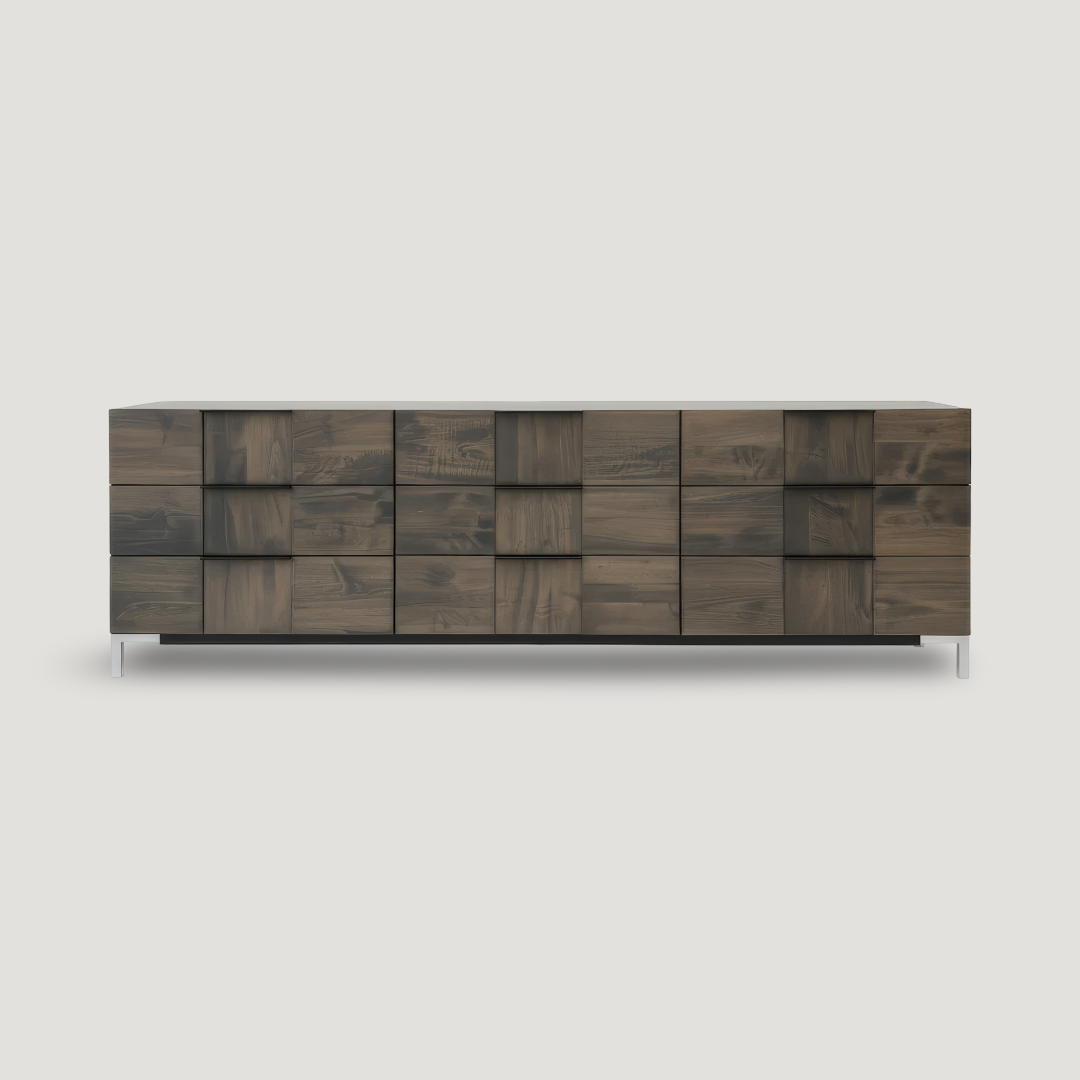 Loft Solid Wood Modern Bedroom Dresser in solid wood shown in modern bedroom setting