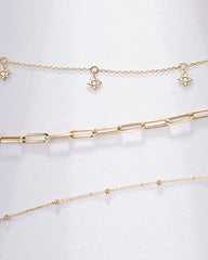 Cadena de Bolitas Diamantadas en Oro Amarillo de 18 Kt