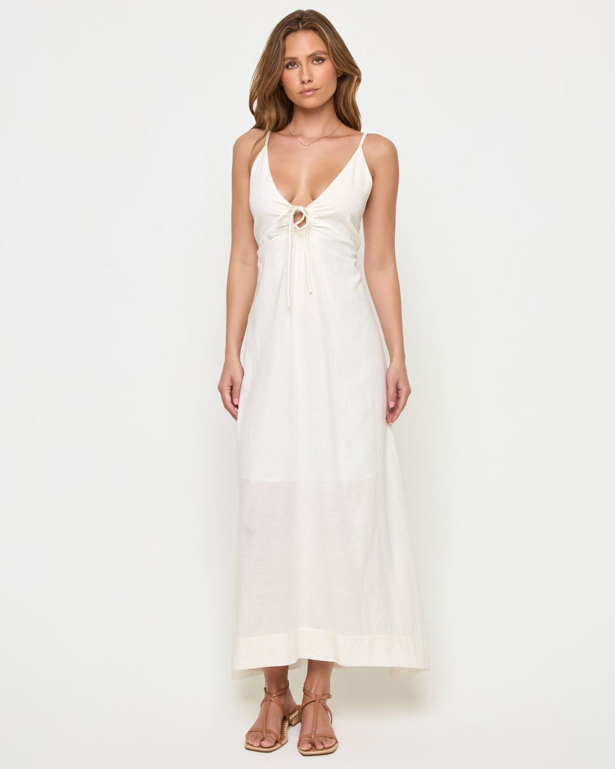 Cream maxi dress with tie front