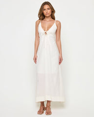 Cream maxi dress with tie front
