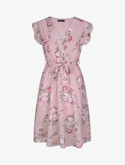 Robe en voile à imprimé fleurs printanières - Rose - 1
