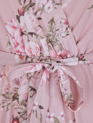 Robe en voile à imprimé fleurs printanières - Rose - 3