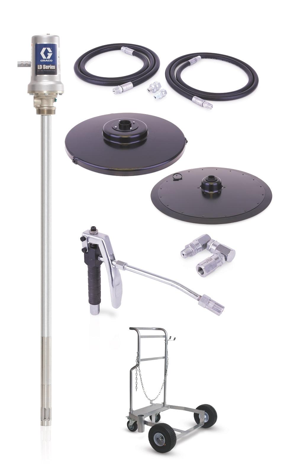 Graco LD Series 50:1 400 lb (180 kg) Grease Cart Mounted Pump Package - BSPP