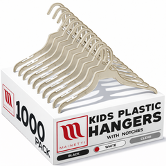 12" White Plastic, Shirt Top Dress Hangers With Notices For Straps (Mainetti 226)