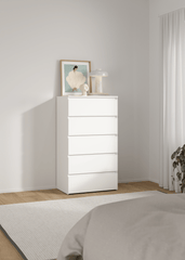 Maise ladekast H:114 x B:65 x D:41 cm met 5 laden in wit