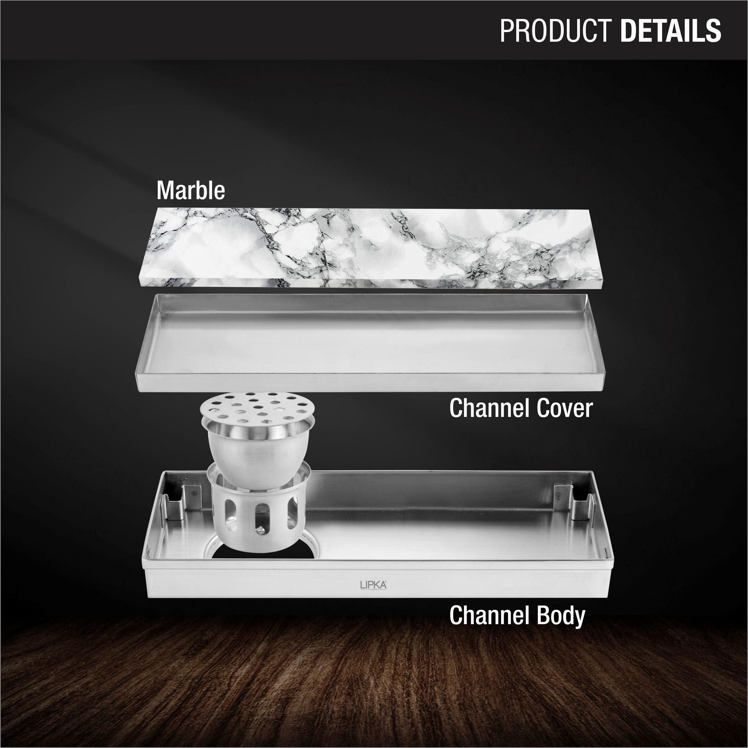 Marble Insert Shower Drain Channel (18 x 3 Inches) - LIPKA - Lipka Home