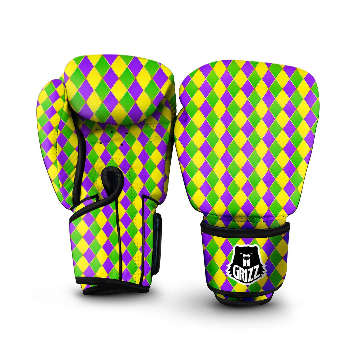 Mardi Gras Purple Green And Yellow Print Pattern Boxing Gloves-grizzshop