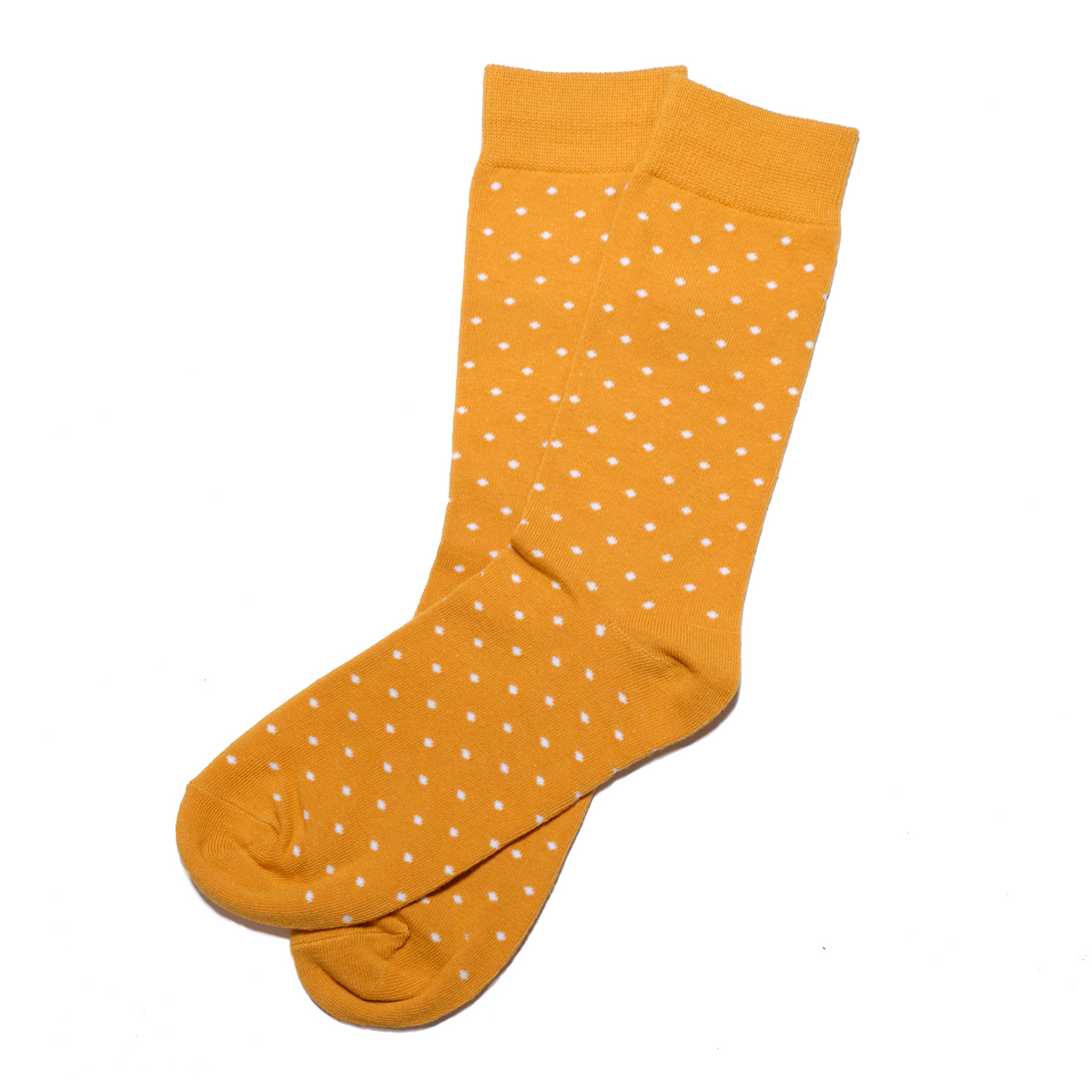 Marigold Golden Yellow Polka Dot Dress Socks for Groomsmen and Weddings