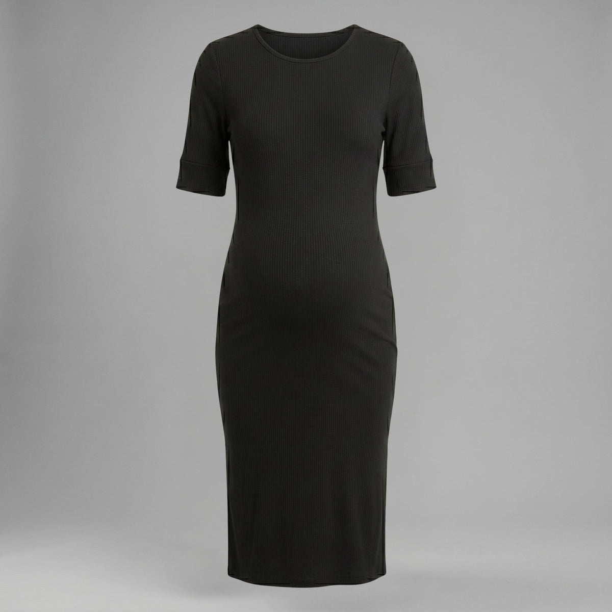 Maternity Midi Dress with Ribbed Cotton and Liftable Front for Breastfeeding