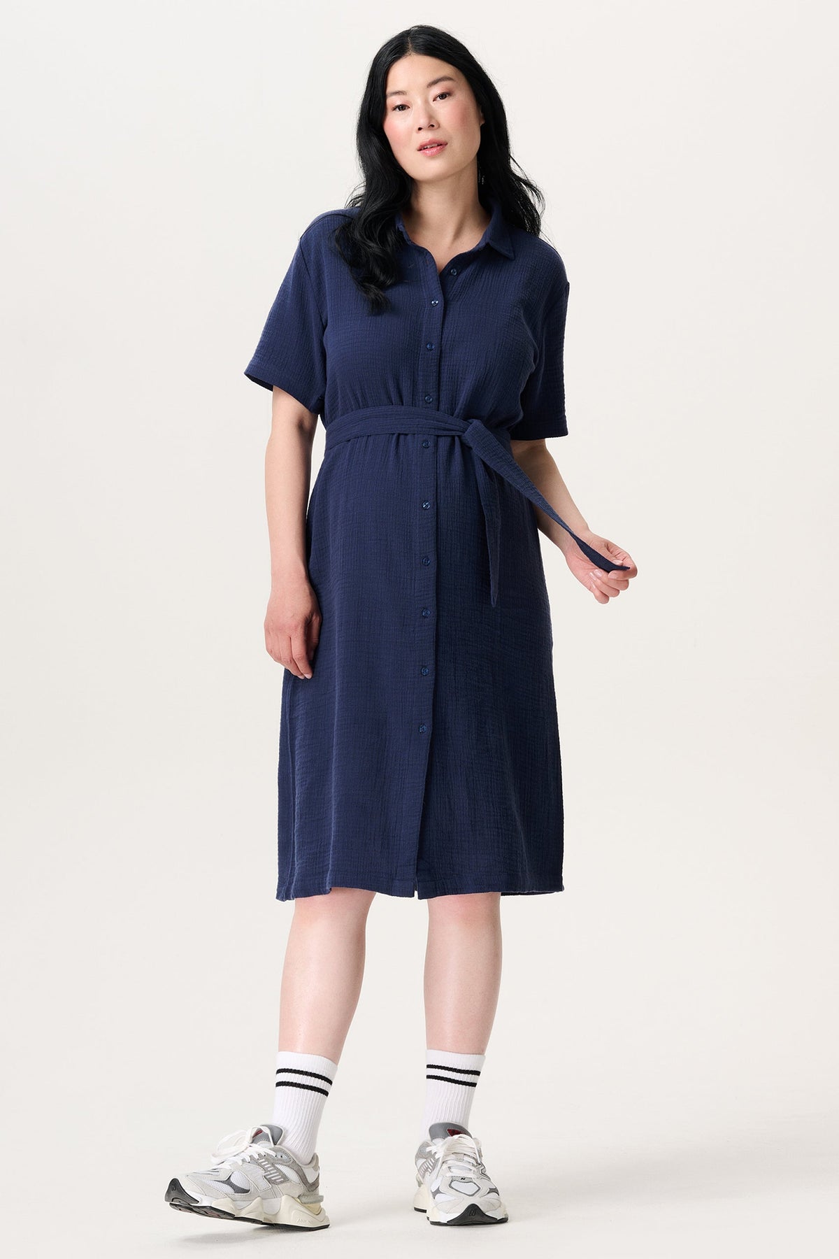 Musselin Umstands- und Still-Hemdblusenkleid navy