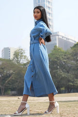Midi Denim Shirt Dress with Long Sleeve, Denim Dress, Shirt Dress, Midi Dress, Long Sleeve Dress, Rebeldrapes Dress