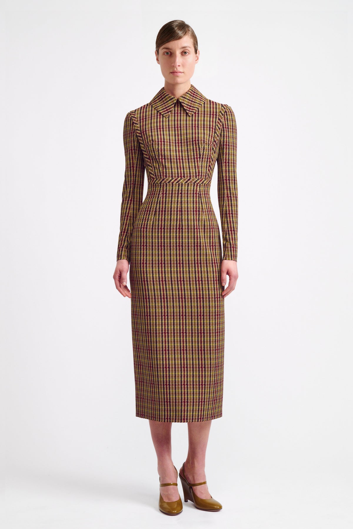 Miley Dress in Multi-Coloured Houndstooth Crepe Georgette | Emilia Wickstead