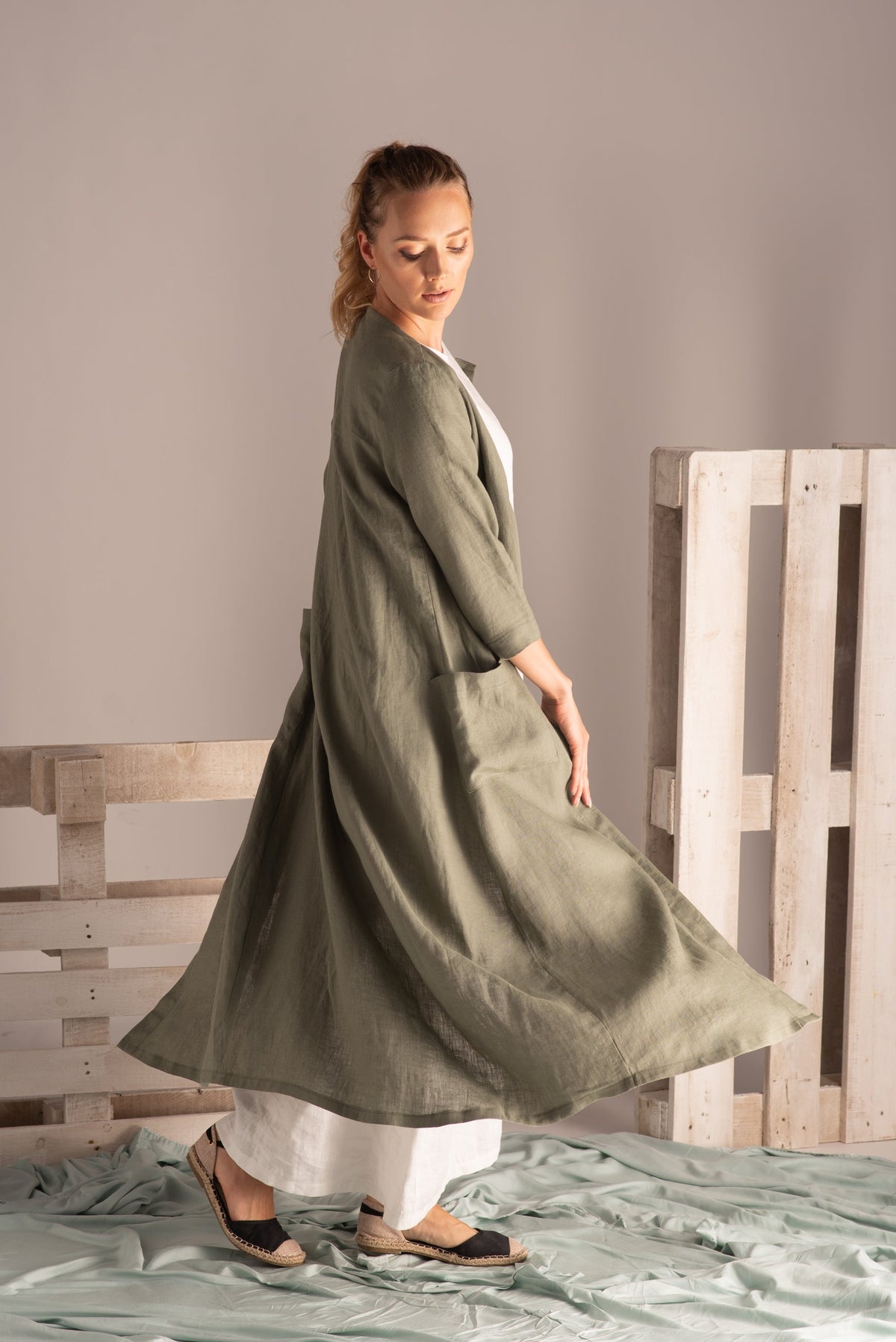 Loose Linen Maxi Cardigan - from NikkaPlace | Effortless fashion for easy living