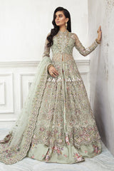 Mint Green Pakistani Dress in Gown Lehenga Style