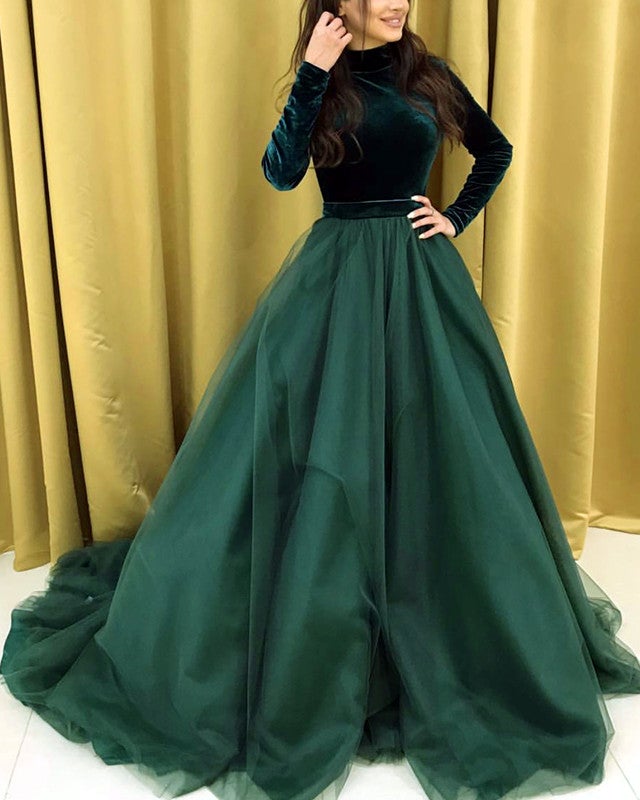 Long-Sleeves-Prom-Dresses-Ball-Gowns-High-Neck-Evening-Gowns
