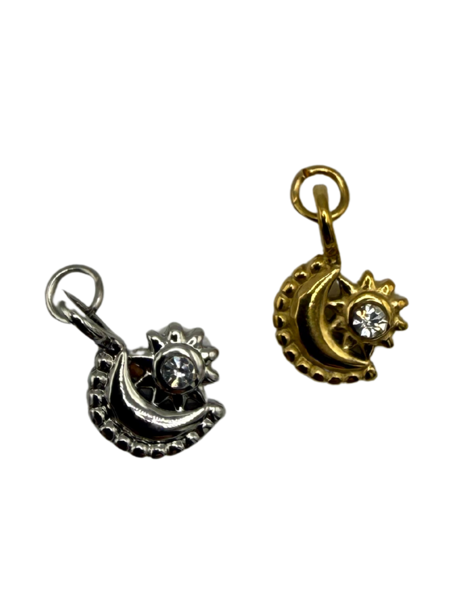 Moon Zirkonia Anhaenger silber und gold damen leselles