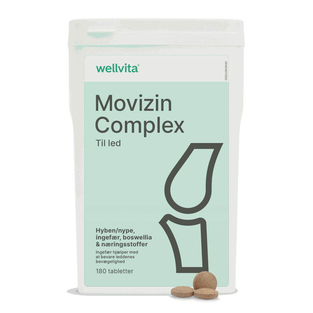 Movizin Complex kosttilskudd med ingefær, nype og boswellia for bedre leddhelse og bevegelighet.
