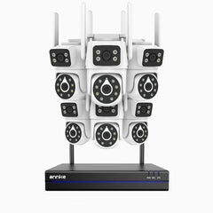 WCDS400 - Zestaw do Monitoringu Bezprzewodowych 6 Kamery 4Mpx z 8-Kanałowy Rejestratorem NVR, podwójne pasmo WiFi 2,4/5,8 GHz, obrót 350° i pochylenie 90°, podwójne oświetlenie nocne, detekcja ruchu, dwukierunkowy dźwięk, kompatybilny z Alexa