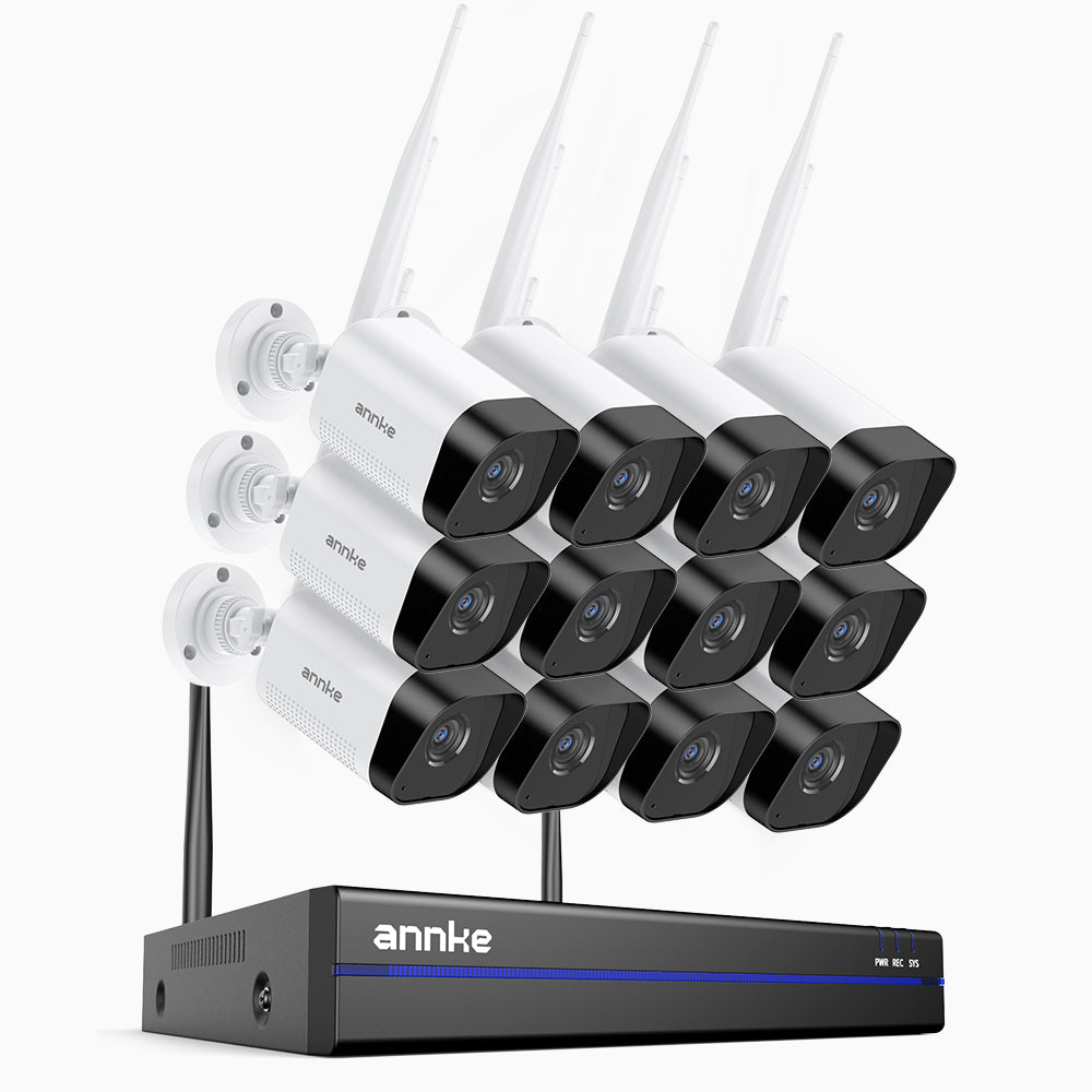 WS800 - 8MP Ultra HD 16-Kanal Funk Überwachungssystem Set mit 12 Kameras, 2,4/5,8 GHz Dual-Band WiFi Pro, Menschenerkennung, Zwei-Wege-Audio, Nachtsicht, kompatibel mit Alexa