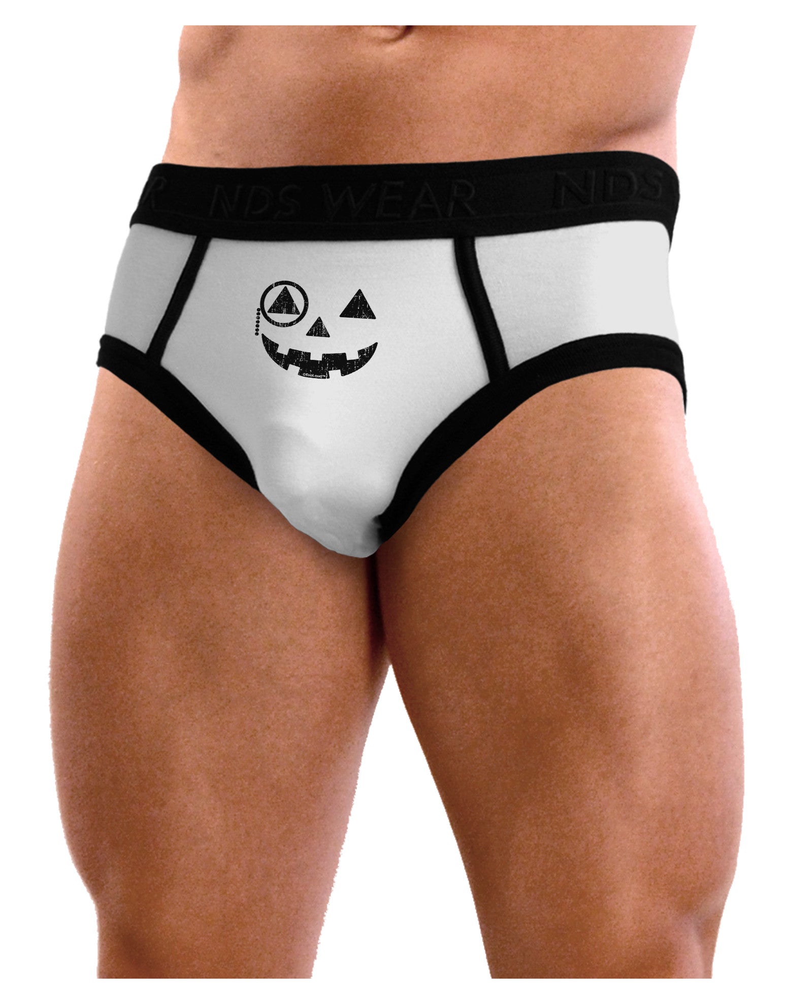 Monocle Jack-o-Lantern Distressed Mens NDS Wear Briefs Underwear-Mens Briefs-NDS Wear-White-Small-Davson Sales