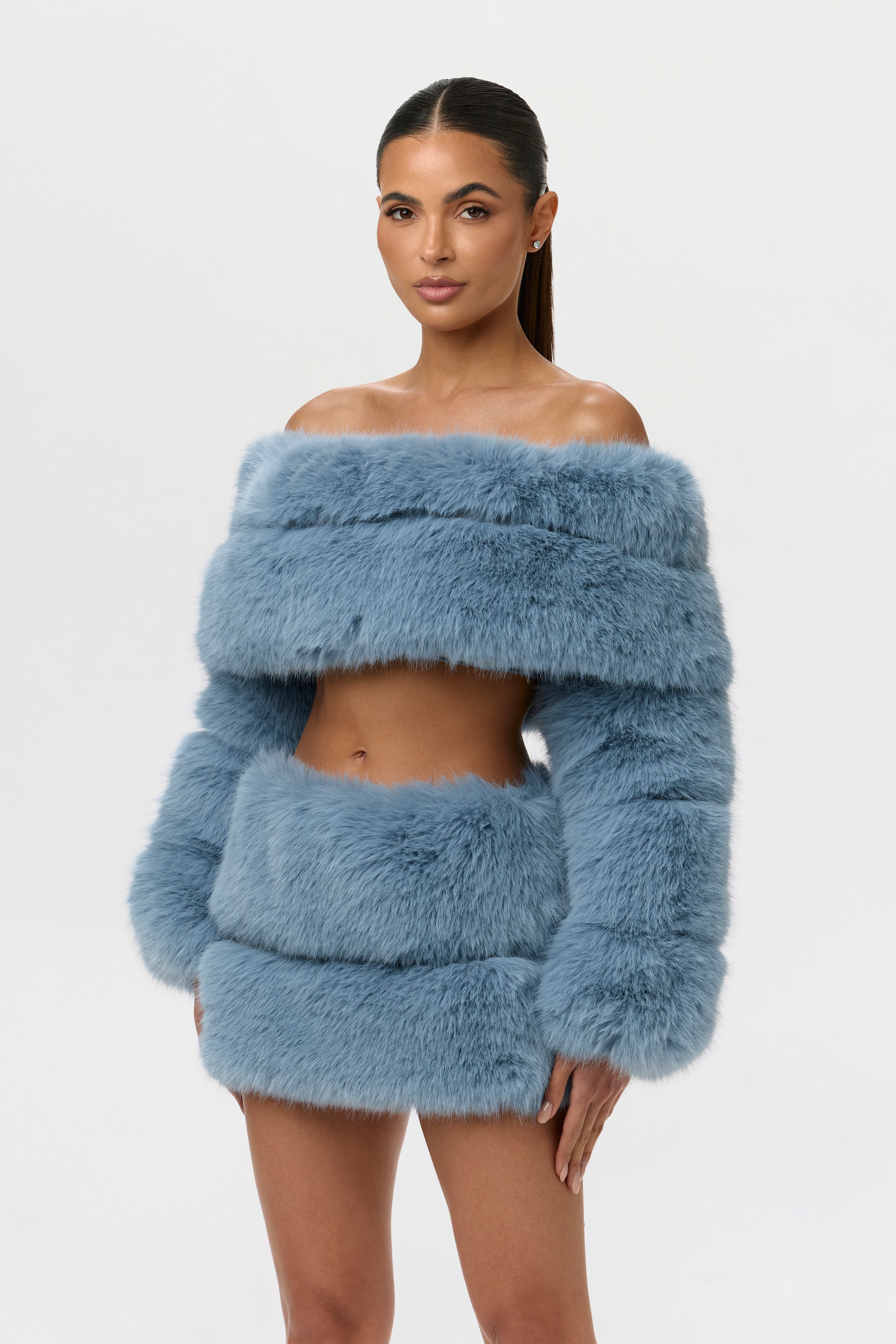 Faux Fur Off-Shoulder Pelted Top