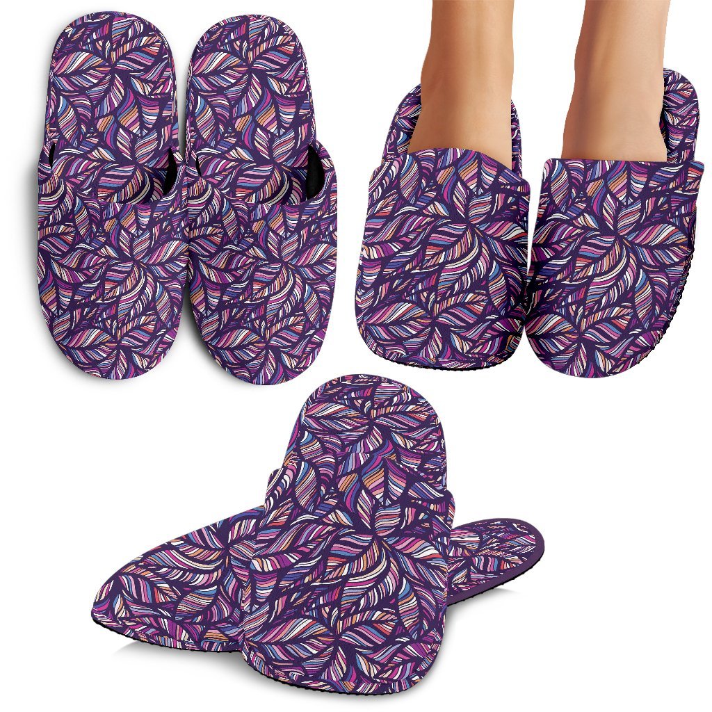 Neon Floral Tropical Hawaiian Palm Leaves Pattern Print Premium Home Slippers-grizzshop