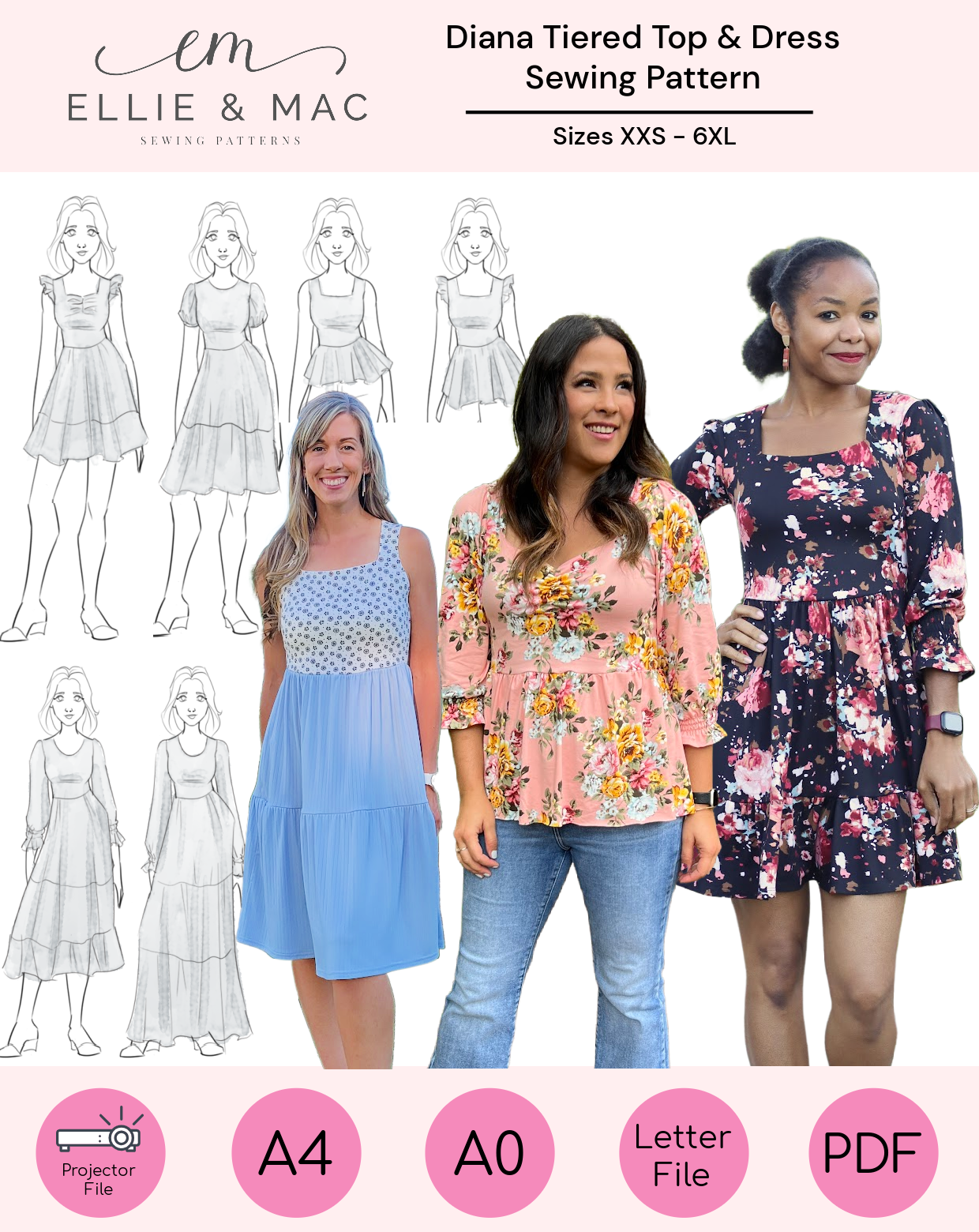 Diana Tiered Top & Dress Sewing Pattern