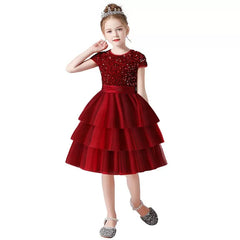 Dideyttawl Cupcake Dresses For Kids Short Mini Birthday Party Gowns Tulle Tutu Dress Sequins Short Dress for Flower Girls Princess Dress