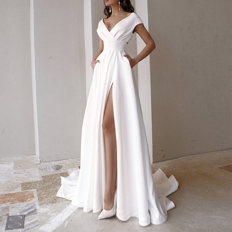 White Dress Aesthetic | Off Shoulder Elegant Flowly Dress