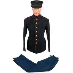 Original Identified WWI United States Marine Corps M1912 Dress Blue Uniform & Bell Crown Service Cap Original Items