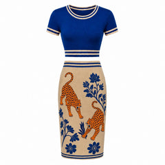 Women's Exotic Retro Jacquard Dress Set
