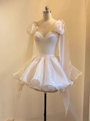 Off the Shoulder Short White Prom Dresses, Short White Formal Homecoming Dresses