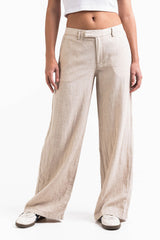 Thilde 02Mid Brede Hørbukser - Beige