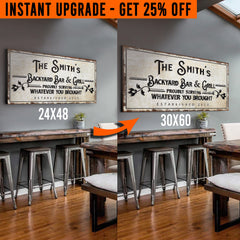 Upgrade Your 48x24 Inches 'Backyard Bar & Grill' Style 1 Canvas To 60x30 Inches on sale at MyriadMart